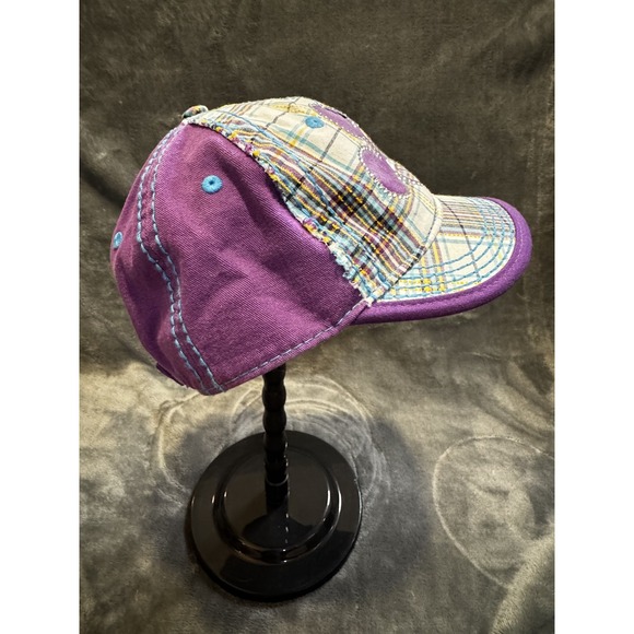 Disney Parks Hat Cap Strap Back Purple Plaid Mickey Mouse Rhinestone Womens OSFA - Picture 5 of 12